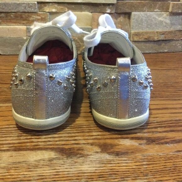 PRADA Silver Clitter Stud Low Top Sneakers - Picture 4 of 8